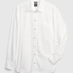 GAP Long Sleeve Rhinestone Button Big Shirt in White Large